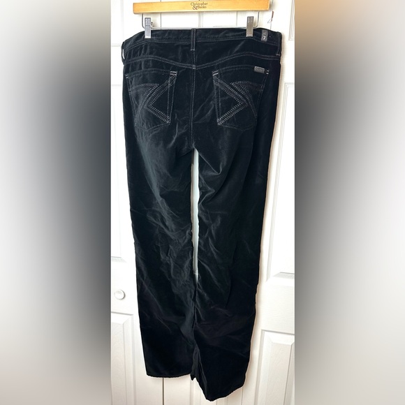 7 FOR ALL MANKIND Flynt Velvet Velour Pants Black Bootcut Flare Mid High Rise - Picture 3 of 10